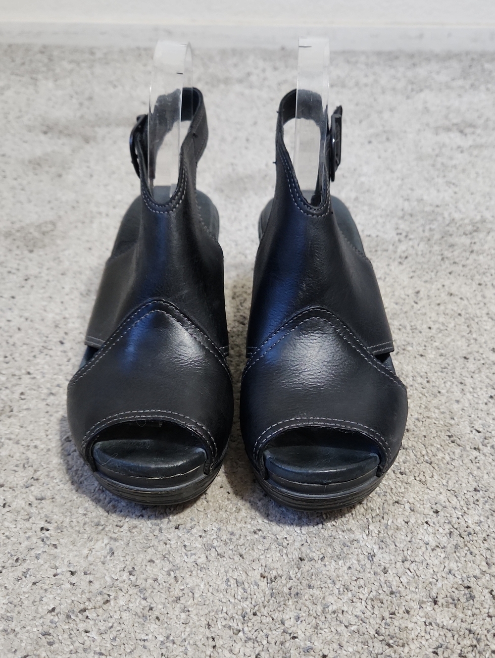 Dansko Vanda Wedge Sandal Black Leather Size 38 - Picture 3 of 11